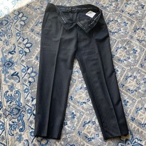 Dolce & Gabbana 100% Virgin Wool Trousers in Charcoal Grey with Stripes
